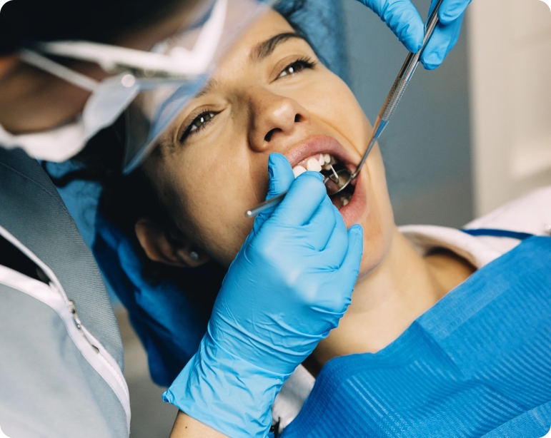 Dentist Examining Woman Clinic Dentist Examining Woman Clinic